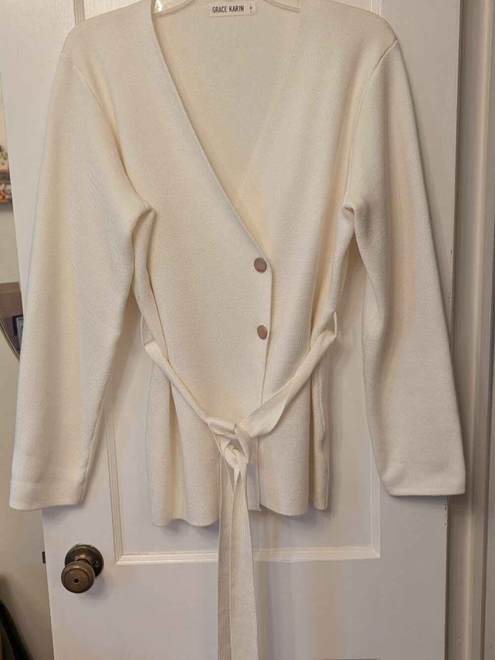 Sweater, medium, ivory and Jumpsuit, large sold as a set